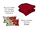 Set of 2 - Indoor / Outdoor Solid Red Universal Tufted U-shape Cushions for Wicker Chair Seat + 2 Free Kiwi Green & Red Poppy Flower Floral Lumbar / Rectangle Pillows