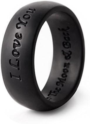 KepooMan Silicone Wedding Ring I Love You to The Moon and Back, Designed for Comfort, Everyday Use, Multiple Colors, Active Lifestyle, Gym and Outdoor Enthusiasts - 1 Ring Pack- Sizes 4-12