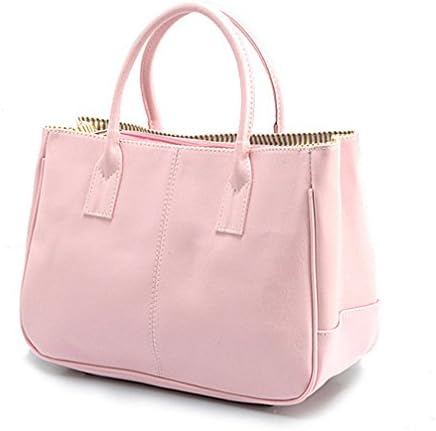 Sugawin Women's Pure Color Pink PU Leather Handbag Shoulder Bags