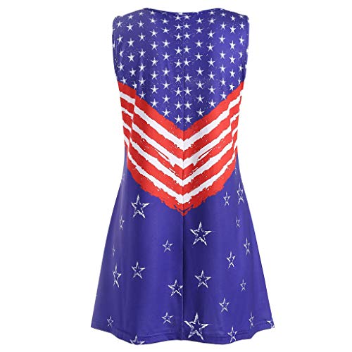TnaIolral Ladies USA Flag Vest, Printed O-Neck Sleeveless Tank Up Blouse (XXXXL, Red)
