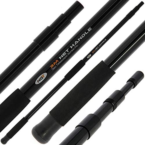 NGT NEW 3M 10FT LANDING NET HANDLE TELESCOPIC CARP COARSE FISHING TACKLE SCREW, Black, 3m (10ft)