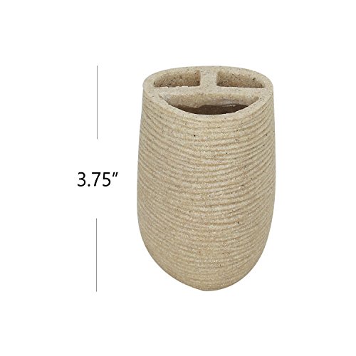 Evelyne GMT-10004 Resin Sandstone Bathroom Amenity Accessory Set Included Dispenser, Soap Tray, Toothbrush Holder and Tumbler