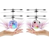 Keklle Flyling Ball 2 Pack, Flying Toy Helicopter Drone Infrared Induction with Built-in Flashing LED Light Gifts for Boys Girls