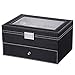 BEWISHOME Watch Case, 20-Slot Watch Box Organizer for Men Watch Case with Large Glass Lid Watch Travel Case Removable Watch Pillows, Mens Jewelry Box Watch Display Case, Watch Storage, Black SSH04B
