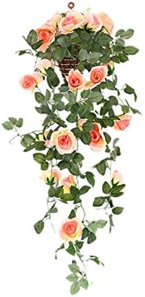 Artificial Flowers Hanging Flowers Artificial Violet Flower Wall Wisteria Basket Hanging Garland Vine Flowers Fake Silk Orchid for Wedding,Party, Garden, Home Decoration (Orange -C)