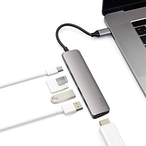 Knaive USB C HUB Compatible with Macbook Pro USB Type C Hub Adapter Dongle with USB 3.0,4K HDMI,SD/TF Card Reader,USB C PD Power Delivery for Most Type-c Device(Grey)