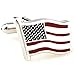 Covink Flying American National Flag Men's Office Cufflinks Cuff Buttons, Silver, One Pair