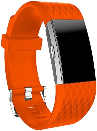 Corcrest - Sports Silicone Bracelet Strap Band for Fitbit Charge 2 Replacement Sporting Goods Accessories[ Oragne ]
