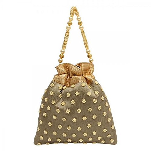 vdesi black color dotted potli for women