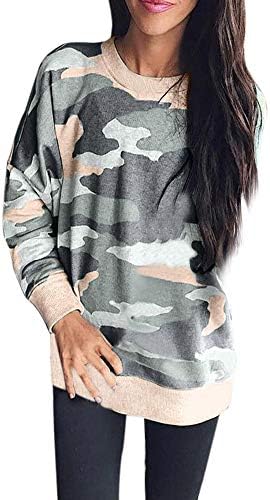 SUJING Women Camouflage Casual Top T Shirt Ladies Loose Long Sleeve Top Blouse S-5XL