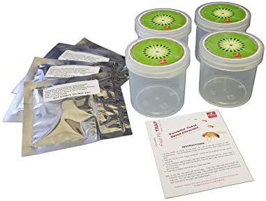 Fly Science Kiwi Fruit Fly Trap. Female Fruit Flies Need a Protein Meal of Yeast to Lay Eggs. We Attract Fruit Flies Out of Your Kitchen for a Month with Specialty Yeast. Non-Toxic, pet and Kid Safe.