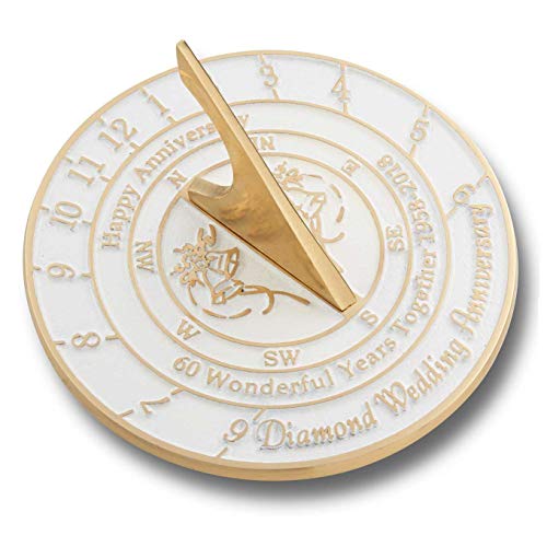 The Metal Foundry 60th Diamond Wedding Anniversary 2018 Sundial Gift Idea is A Great Present for Him, for Her Or for A Couple to Celebrate 60 Years of Marriage