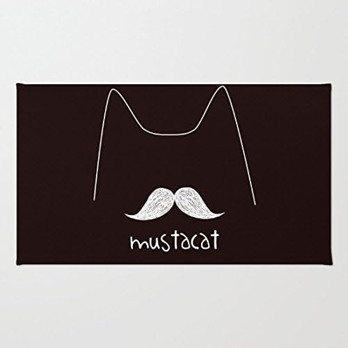 Mustacat on Black Coral Velvet Doormat, Indoor/Outdoor Floor Mat