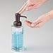 mDesign Glass Soap Dispenser Pump and Canister Jar for Bathroom Vanities, 2 pc Set - Clear/Bronze
