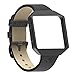 For Fitbit Blaze Bands with New Metal Frame,Austrake Replacement Leather Slim Straps with Stainless Steel Buckle for Fitbit Blaze Strap for Women Men,Black