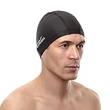 Spandex Swim Cap with Protective PU Coating for Adult Men and Women + Storage Tube by AqtivAqua