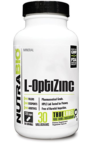 NutraBio L-OptiZinc (30 mg) 120 Vegetable Capsules