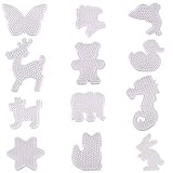 Xgood 12 Pieces Fuse Beads Pegboards Clear Animal Shape Plastic Template Beads Boards for Kids Craft Beads