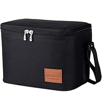 Aosbos Insulated Lunch Box Bag Cooler Reusable Tote Bag Women Men 7.5L Black