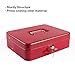 KYODOLED Locking Cash Box with Lock,Money Box with Cash Tray,Lock Safe Box with Key,Money Saving Organizer,11.81Lx 9.45Wx 3.54H Inches,Red XL Large