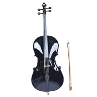SZD Acoustic Cello with Soft Case, Bow, Rosin, Size 4/4 (Full Size), Black