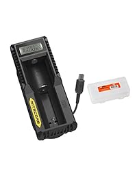 NITECORE UM10 Cargador Universal para 18650 17650 17670 RCR123 A 16340 14500 W USB, AC Digital y adaptador de alimentación de coche y lúmenes táctico Caja de batería Sampler