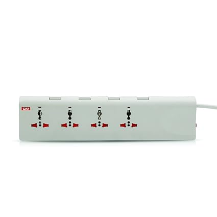 GM Modular 3061- E-Book 4+4 Power Outlet Spike Guard (with Master Switch, Indicator, Safety Shutter, International Sockets & Surge Protector)