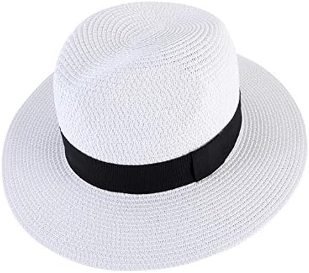 Men Wide Brim Straw Foldable Roll up Hat Fedora Summer Beach Sun Hat UPF50+