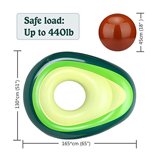 oremila Inflatable Avocado Pool Float, Giant Inflatable Swimming Pool Floating Lounger Seat Boat with Float Ball Pool Party Beach Swimming Kids Adults