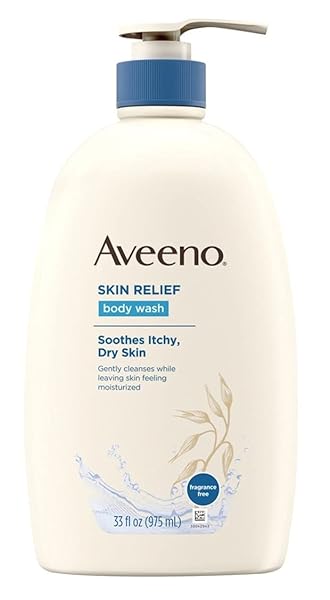 AVEENO SKIN RELIEF FRAGRANCE-FREE BODY WASH WITH OAT TO SOOTHE DRY ITCHY SKIN, GENTLE, SOAP-FREE & DYE-FREE FOR SENSITIVE SKIN, 33 FL. OZ (PACK OF 2)