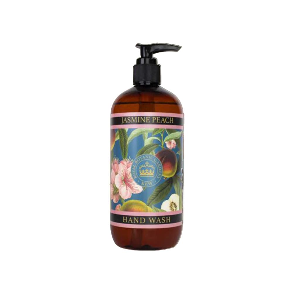 The English Soap Company Kew Gardens Hand Wash, Refreshing Botanical Wash with a Rich Lather, Enriched with Soothing Aloe Vera and Vitamin E, Jasmine Peach Scent 500ml