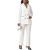 Ophestin Women 2 Piece Pant Suits Set Long Sleeve Striped Color Jackets Blazer Business Casual Dressy Work Office Outfits