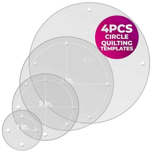 LaserThing Quilting Acrylic Template Set | Precision Tools for Quilting Enthusiasts | Circle Design | Includes Sizes 4", 3", 2", 1" | 1/8 Clear Acrylic | 1/4" Seam Allowance for Accuracy
