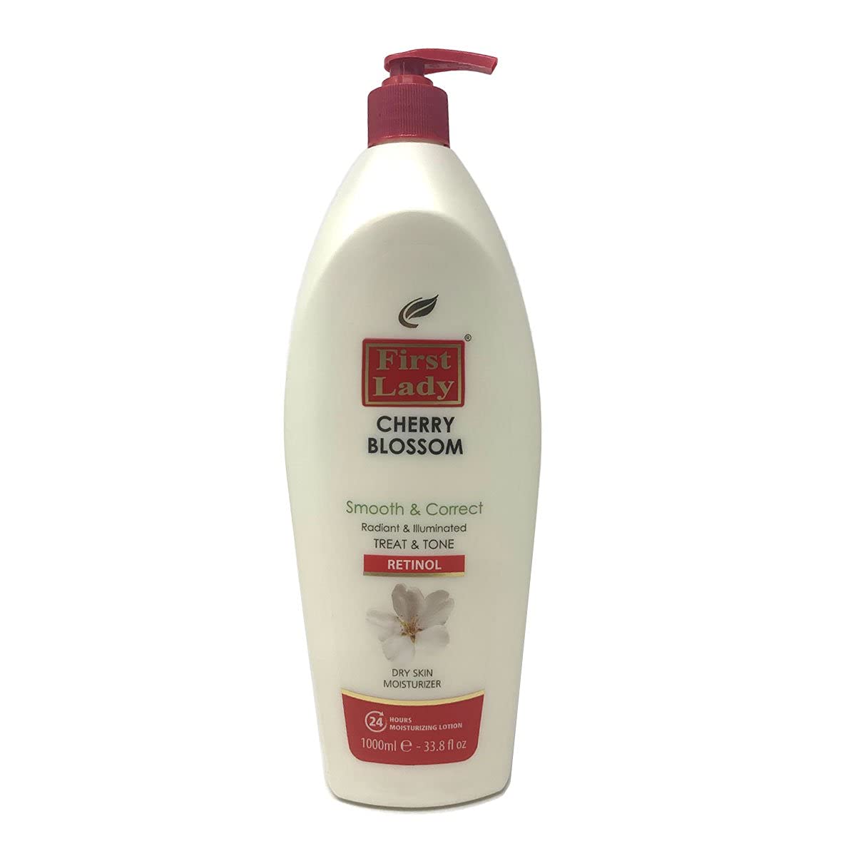 First Lady Cherry Blossom Moisturising Lotion 1000ml with Pump Dispenser | Retinol Body Lotion | Hydrating & Smoothing Moisturiser for Soft, Radiant-Looking Skin