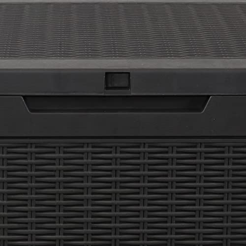 Sunnydaze Faux Rattan Outdoor Lockable Deck Storage Box with Side