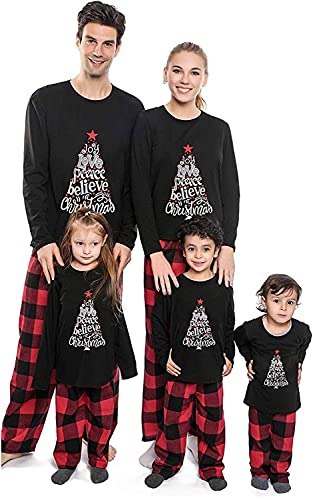 ANGELGGH Family Pajamas Matching Sets, Cute Christmas Printed 2 Piece Sleepwear, Holiday PJs Jammies for Couples/Women/Men