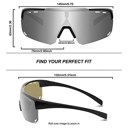 Polarized Sports Sunglasses with 4 Interchangeable Lenses,Mens Womens
