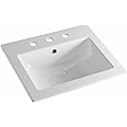 Oaker 550-83 Rectangular 21-5/8" Drop in Bathroom Cabinet Sink With Overflow, White Ceramic Drop in Lavatory cUPC Certified Vanity Sink