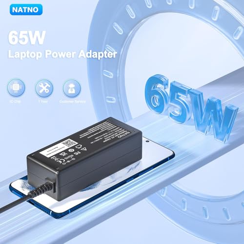 NATNO 65W 45W 19.5V AC Adapter Compatible with HP Laptop Charger Pavilion X360 11 13 15 Chromebook 11 14 G3 G4 Envy 13 15 17 Stream 11 13 14 Probook Elitebook Power Supply Cord (65W Blue Tip)