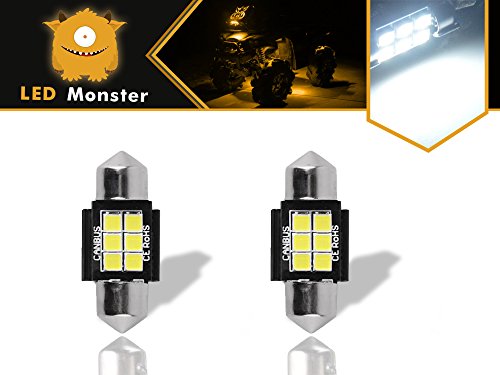 LED Monster 2-Pack Bright White LED Bulbs 6SMD Canbus Error Free GX-3020 Chipsets 31mm 1.25 inches 31mm DE3175 DE3021 DE3022 3175 LED Bulbs