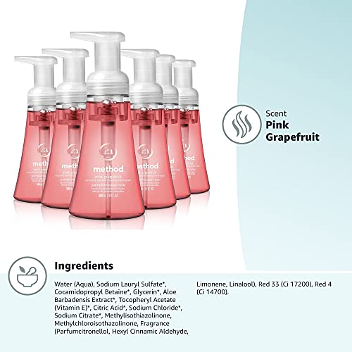 Method Foaming Hand Soap, Pink Grapefruit, 10 Fl Oz, Biodegradable