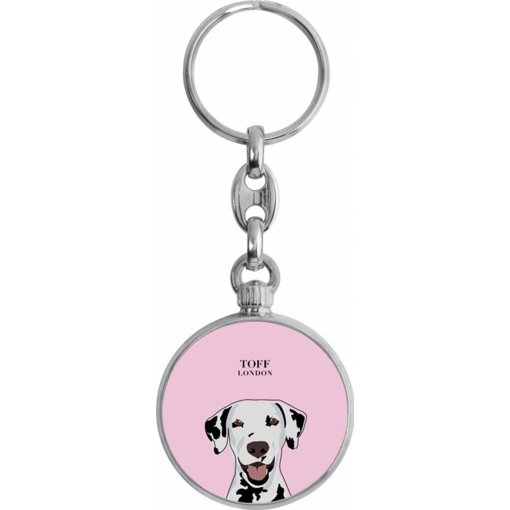 Toff London Black And White Dalmatian Dog Head Keyring