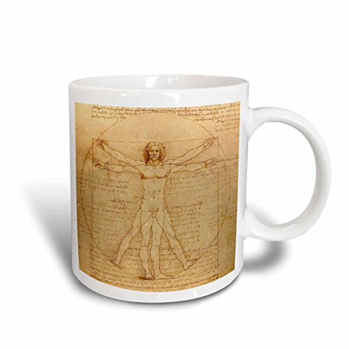 3dRosemug_155633_1 Vitruvian Man by Leonardo Da Vinci 1490 Fine Anatomical Art Human Anatomy Pen and Ink Drawing Ceramic Mug, 11-Ounce