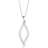 Sonia Jewels Solid 925 Sterling Silver Freeform Charm Pendant Chain Necklace Adjustable 16" to 18" (8.5mm x 25mm)