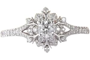 SILVERIST 2 Ct Round Cut Diamond Half Eternity Wedding Snowflake Ring Split Shank Cluster Snow Flower Christmas Rings For Wom
