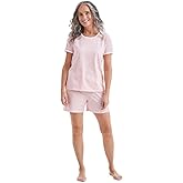 Charter Club Women's Cotton Pajama Set, Short Sleeve and Shorts, Pink Floral Pattern, Medium