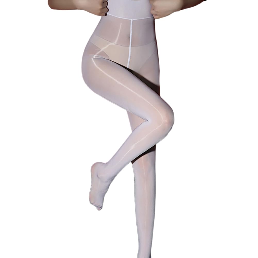 [SENMHOO] パンティストッキング 光沢 シャイニー セクシー8デニールストッキング ボディライン 激艶 パンスト 美脚 魅惑 通気性 誘惑 ブラック ワンサイズ レディース ブラック/ホワイト/肌色/茶色/グレー (JP, アルファベット, M, ホワイト) の商品画像