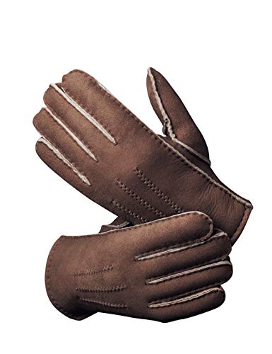 YISEVEN Men's Shearling Sheepskin Leather Gloves Short Cuff