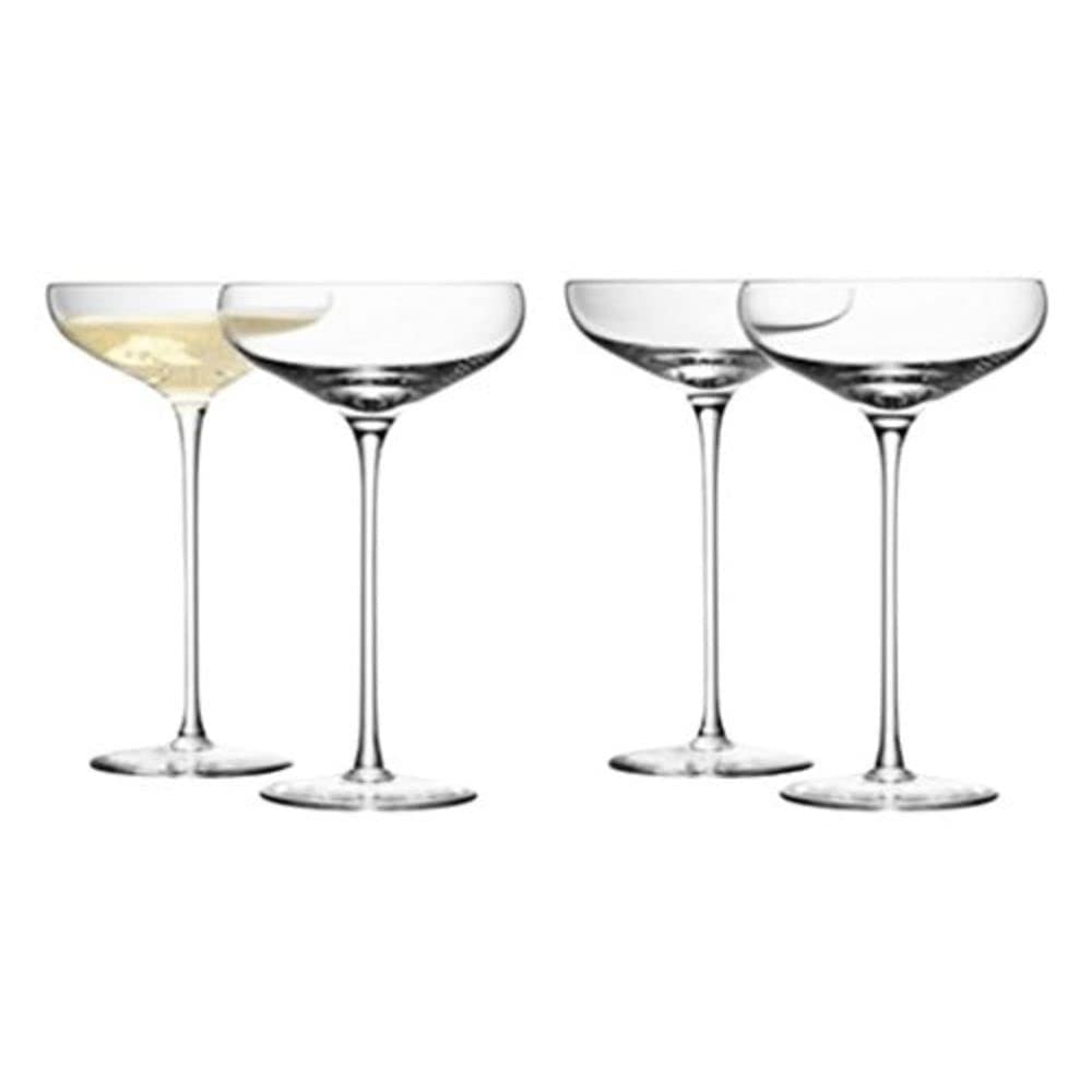 LSA International Wine Champagne Saucer 300 ml Clear | Set of 4 | Mouthblown and Handmade Glass | WI08