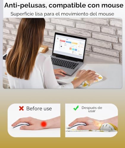 Alfombrilla Ratón Reposamuñecas de Gel, Mouse Pad Ergonómica de Tela Suave y Diseño Curvo Elevado para Hogar y Gaming(Gato 3)